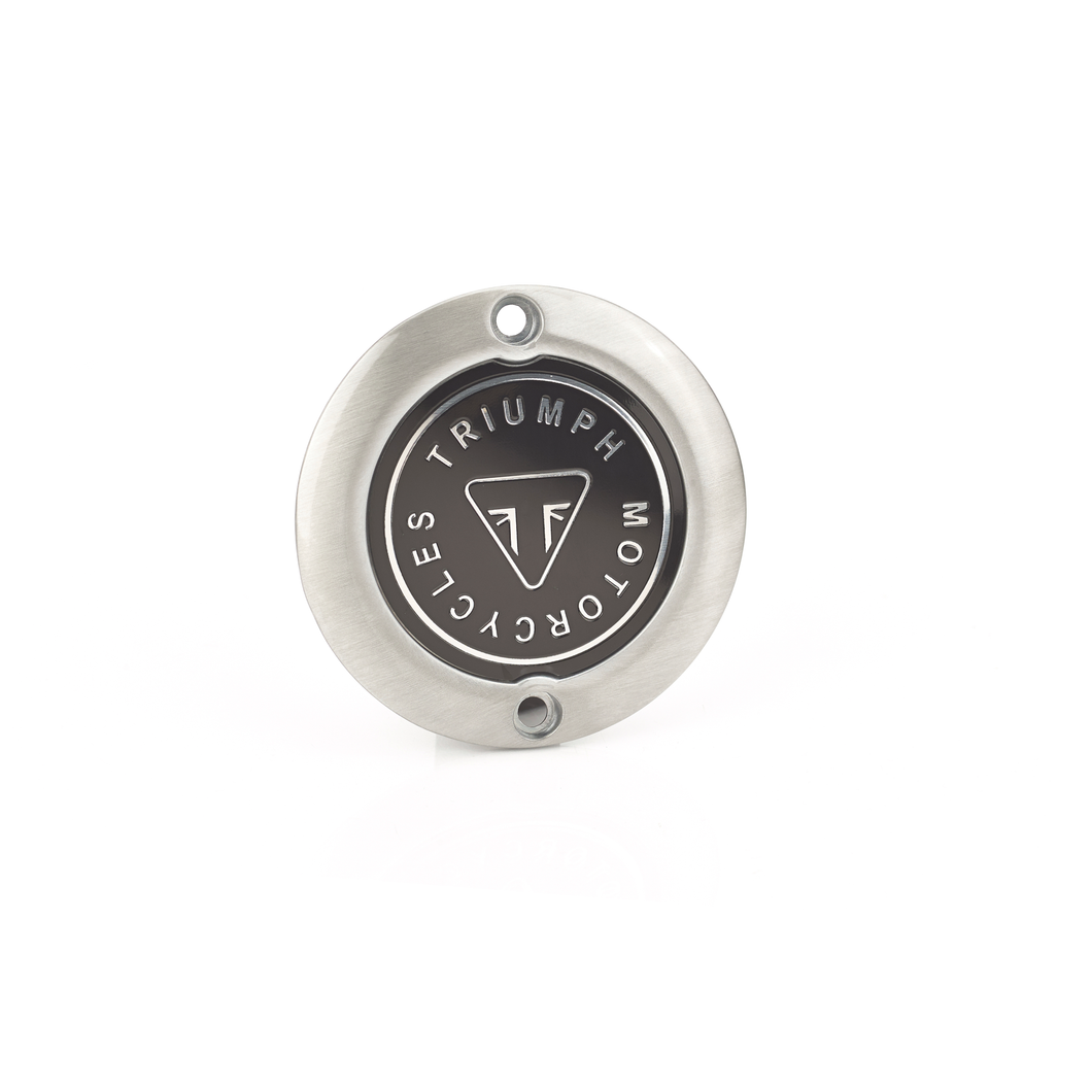 Stemma frizione logo Triumph, grigio spazzolato. A9610256